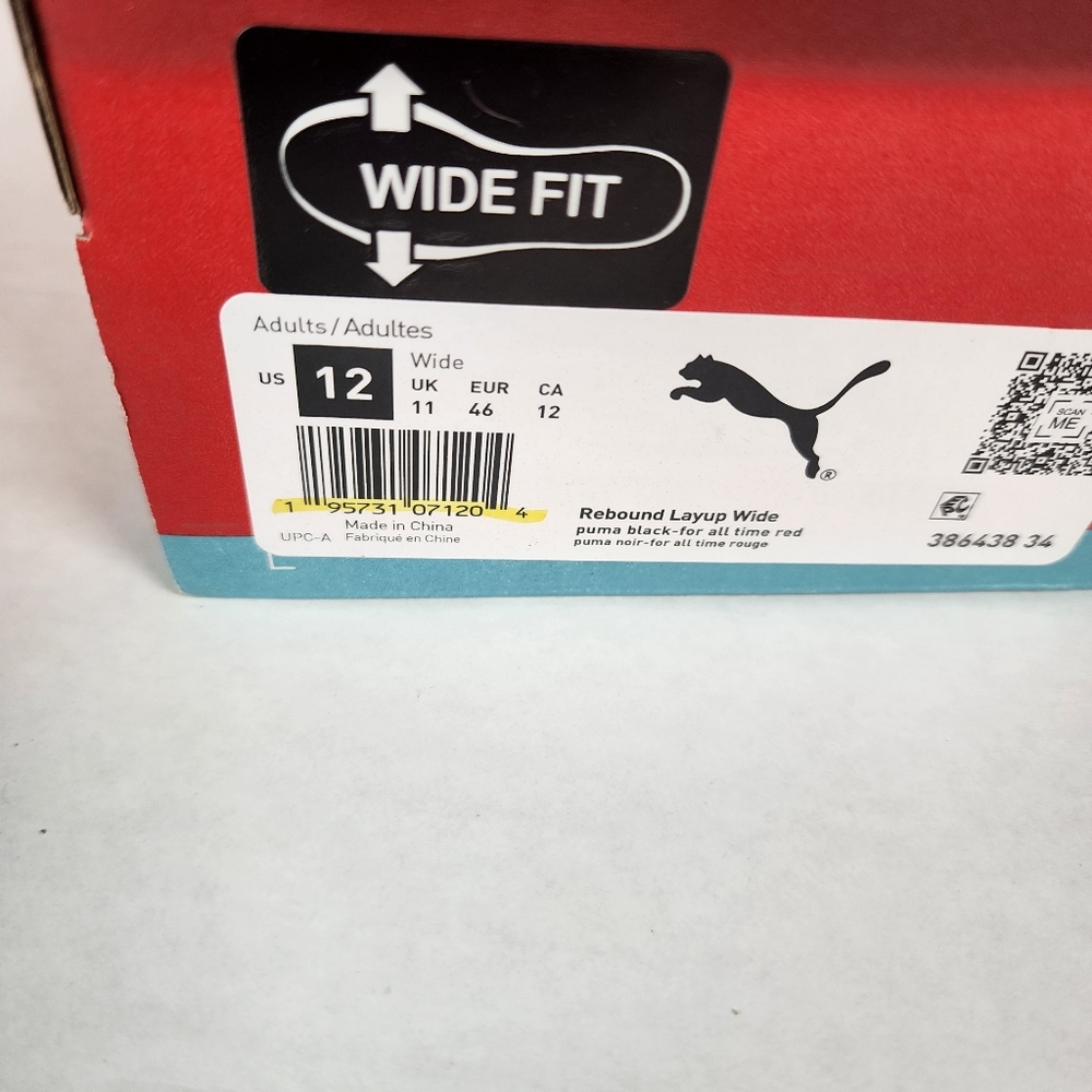 Puma Rebound Layup Like New Basketball Shoe In Box Men's 12 Wide Fit Black Red - Picture 10 of 11